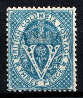 1865-67 3p British Columbia, Canada (SG 21, CV $160)