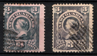 1890 3c Newfoundland, Canada (SG 57, 58b, Canceled)