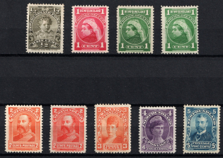 1897-1918 Newfoundland, Canada, Full Set (SG 83, 84, 85, 85a, 86 - 90, CV $260)