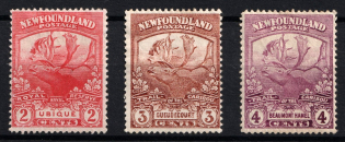1919 Newfoundland, Canada (SG 131a, 132a, 133a, CV $90)