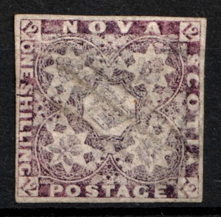 1851-60 1sh Nova Scotia, Canada (SG 7, Canceled, CV $7,150)