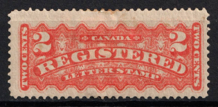 1875-92 2c Canada, Registration Stamp (SG R1, CV $85)