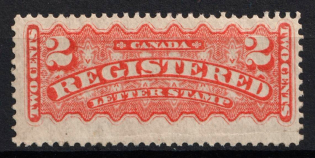 1875-92 2c Canada, Registration Stamp (SG R2, CV $100)