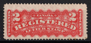 1875-92 2c Canada, Registration Stamp (SG R4, CV $200)