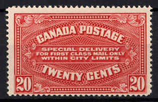 1922 20c Canada, Special Delivery Stamp (SG S4, CV $55, MNH)