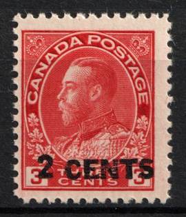 1926 2c on 3c Canada (SG 264b, CV $520)