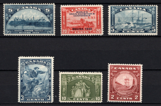 1933-34 Canada, Full Set (SG 329 - 334, CV $110, MNH)
