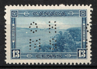 1937-38 13c Canada, Official Stamp (SG O104, Perfin, MNH)