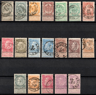 1893-1900 Belgium (Sc. 60 - 75, Full Set, Canceled, CV $140)