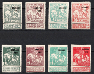 1911 Belgium, Semi-Postal Stamps (Sc. B17 - B24, Full Set, Overptints, CV $70)