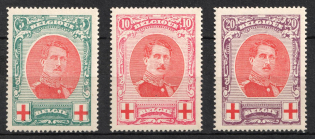 1915 Belgium, Semi-Postal Stamps (Sc. B31 - B33, Full Set, CV $300, MNH)