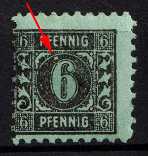 1945-46 6pf Mecklenburg-Vorpommern, Soviet Russian Zone of Occupation, Germany (Mi. 8 III, White Spot on Left over '6', MNH)