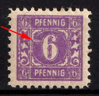 1945-46 6pf Mecklenburg-Vorpommern, Soviet Russian Zone of Occupation, Germany (Mi. 9 VI, White Spot on Left '6', MNH)