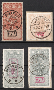 1917 Romania, German Occupation, Germany (Mi. V, VIII, IX, 7x, Canceled, CV $100)