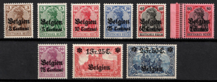 1914-16 Belgium, German Occupation, Germany (Mi. 1 - 9, Full Set, CV $470, MNH)