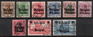 1914-16 Belgium, German Occupation, Germany (Mi. 1 - 9, Full Set, Canceled, CV $60)