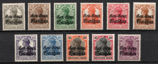 1916-17 Poland, German Occupation, Germany (Mi. 6 - 16, Full Set, CV $30)