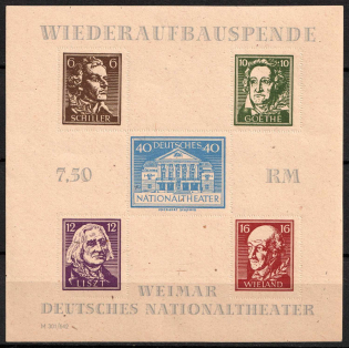 1946 Thuringia, Soviet Russian Zone of Occupation, Germany, Souvenir Sheet (Mi. Bl 3 B aya, CV $90, MNH)