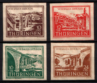 1946 Thuringia, Soviet Russian Zone of Occupation, Germany (Mi. 112 yy - 115 yy, Full Set, CV $130)