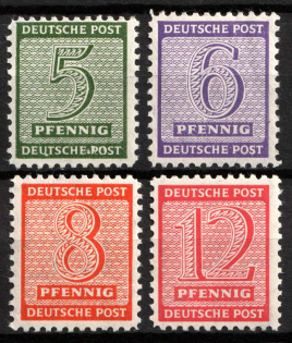 1945 West Saxony, Soviet Russian Zone of Occupation, Germany (Mi. 120 X - 123 X, Full Set, CV $100, MNH)