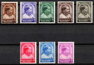 1936 Belgium (Sc. B180 - B187, Full Set, CV $30, MNH)