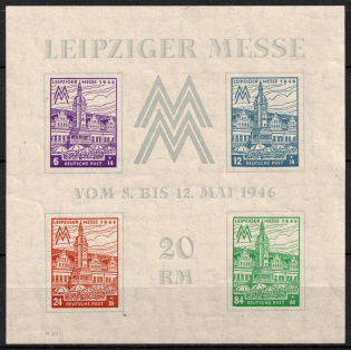 1946 West Saxony, Soviet Russian Zone of Occupation, Germany, Souvenir Sheet (Mi.Bl 5 Y, CV $130)