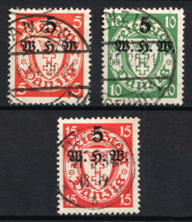 1934 Danzig, Germany (Mi. 237 - 239, Full Set, Canceled, CV $170)