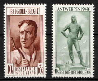 1948 Belgium (Mi. 828 - 829, Full Set, CV $70, MNH)