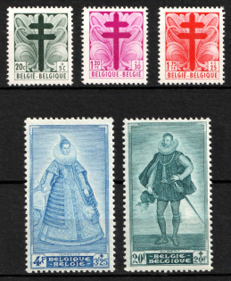 1948 Belgium (Mi. 840 - 834, Full Set, CV $60, MNH)