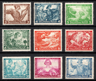 1933 Third Reich, Germany, Wagner (Mi. 499A - 507A, Full Set, CV $3,670)