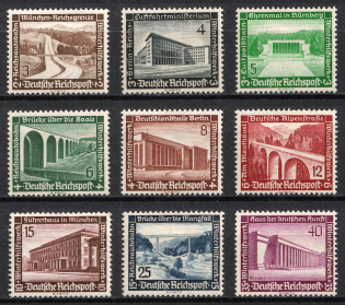 1936 Third Reich, Germany (Mi. 634 - 642, Full Set, CV $100, MNH)