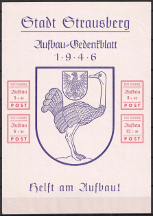 1946 Strausberg (Berlin), Germany Local Post, Souvenir Sheet (Mi. Bl. 3, Unofficial Issue, CV $80, MNH)
