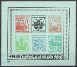 1946 Wittenberg-Lutherstadt, Germany Local Post, Souvenir Sheet (Mi. Bl. II, Unofficial Issue, CV $90)