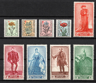 1949 50fr Belgium (Mi. 854 - 862, Full Set, CV $70)