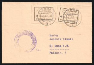 1945 (6 Dec) Unna (Westphalia), Germany Local Post, Cover (Mi. 1, 2, CV $200)