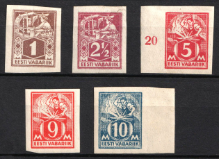 1922-24 Estonia (Mi. 33 B, 35 B, 37 B - 39 B, CV $120)