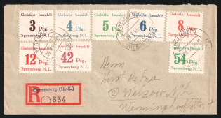 1945 (28 Mar) Spremberg (Lower Lusatia), Germany Local Post, Registered Cover from Spremberg to Welzow (Mi. 7 A - 14 A, Full Set, CV $60)