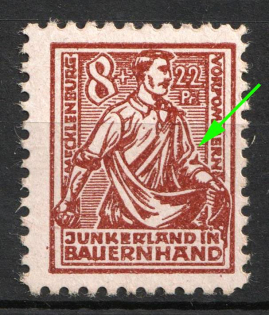 1945 8pf Mecklenburg-Vorpommern, Soviet Russian Zone of Occupation, Germany (Mi. 24 XVI, BROKEN Line on the Hand from the Right Side)