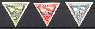 1931 Latvia, Airmail (Mi. 190 B - 192 B, Full Set, CV $70, MNH)