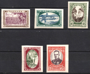 1932 Latvia (Mi. 198 B - 202 B, Full Set, CV $50, MNH)
