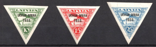 1933 Latvia, Airmail (Mi. 220 - 222, Signed, CV $290, MNH)
