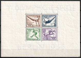 1936 Third Reich, Germany, Souvenir Sheet (Mi. Bl. 5 X, CV $70)