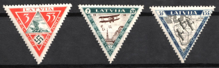 1933 Latvia, Airmail (Mi. 225 A - 227 A, Full Set, CV $170, MNH)