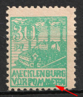 1945 30pf Mecklenburg-Vorpommern, Soviet Russian Zone of Occupation, Germany (Mi. 39 I, Damage 'M' in 'VORPOMMERN')