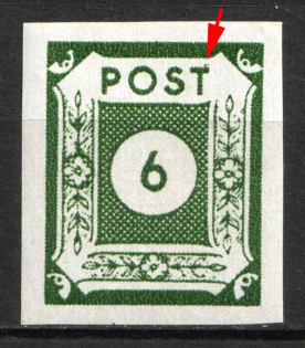 1945 6pf East Saxony, Soviet Russian Zone of Occupation, Germany (Mi. 43 VIII, Dot above 'T' in 'POST', CV $30)