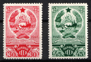 1941 First Anniversary of the Karelian-Finnish SSR, Soviet Union, USSR (Full Set, MNH)