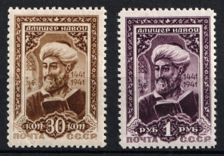 1942 500th Anniversary of the Birth of Alisher Navoi, Soviet Union, USSR (Full Set, MNH)