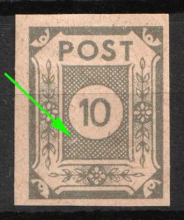 1945 10pf East Saxony, Soviet Russian Zone of Occupation, Germany (Mi. 52 VII, BROKEN Crosshatch)