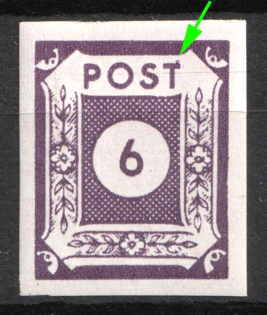 1945 6pf East Saxony, Soviet Russian Zone of Occupation, Germany (Mi. 62 IV, Dot on the Right Side on 'T' 'POST')