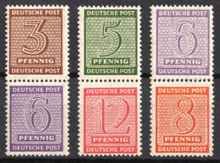 1945 West Saxony, Soviet Russian Zone of Occupation, Germany, Se-tenants, Zusammendrucke (Mi. SZd 3 - SZd 5, CV $80)